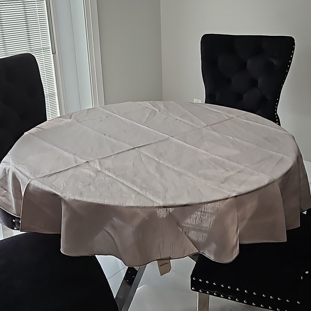 Whole Home Round Polyester Tablecloth Gray 60" Sitting For 4